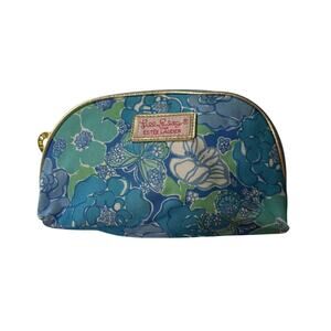 Lilly Pulitzer Estee Lauder Blue Floral Zip Across Make-Up Bag -8" x5.5"